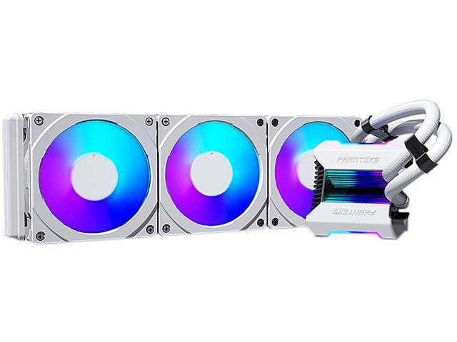 Tarjeta de video Phanteks Glacier One 360MPH D-RGB AIO Liquid CPU Cooler, Infinity Mirror Pump Cap Design, 3x Silent 120mm MP PWM Fans, 3x D-RGB Halos Fan Frames, White, LGA 1700 Bracket included