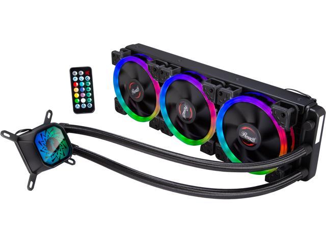 Tarjeta de video Rosewill RGB CPU Liquid Cooler, Closed Loop PC Water Cooling, Quiet, Three 120mm RGB Fans, Intel/AMD Compatible, Remote Control, additional RGB Fans expansion with RGB Synchronization - PB360-RGB