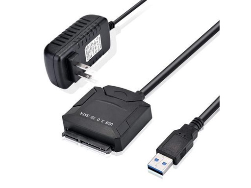 Conector USB3.0 a 2.5&quot;/3.5 SATA III Cable adaptador de disco duro SATA a USB 3.0 Convertidor para 2.5/3.5 pulgadas 7Pin + 15Pin SSD HDD, Incluye adaptador de corriente de 12V 2A y USB 3.0 Cable